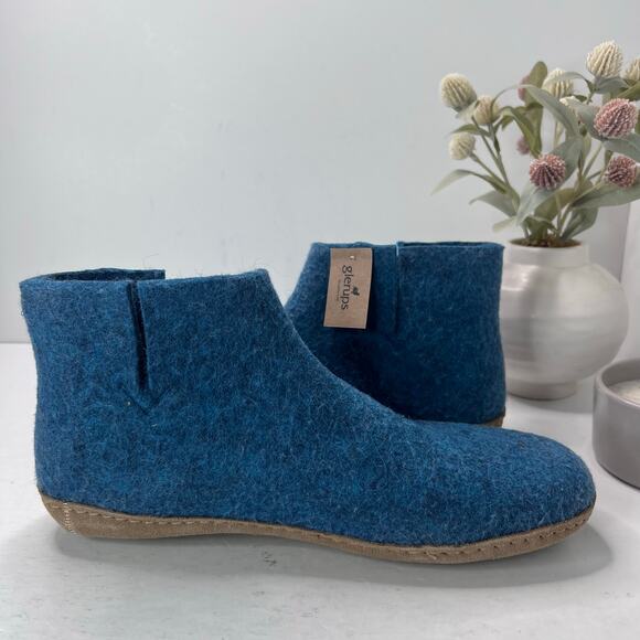 Glerups Felted Wool Slip-On Leather Sole Boot Petrol Blue Men 12 EU46 - Picture 6 of 10